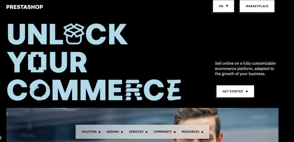 The homepage of PrestaShop