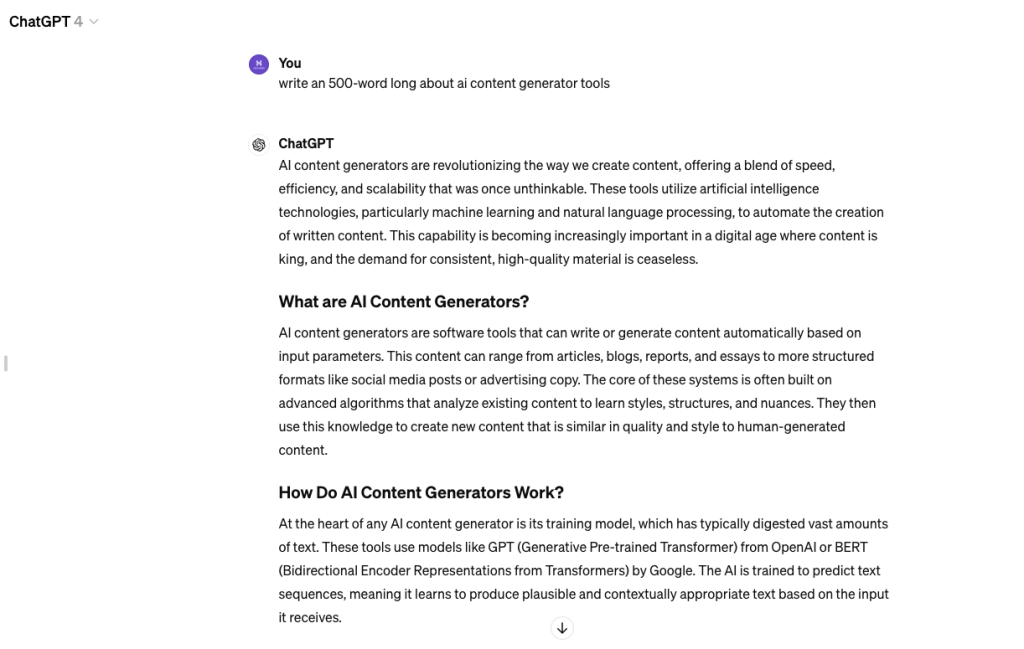 ChatGPT article example