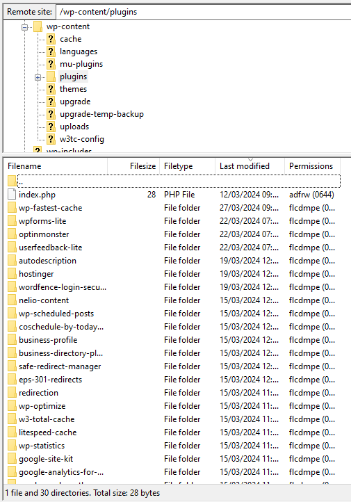Locating the plugins directory via FileZilla
