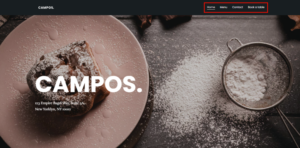 The navigation bar on Hostinger Website Builder's desktop preview