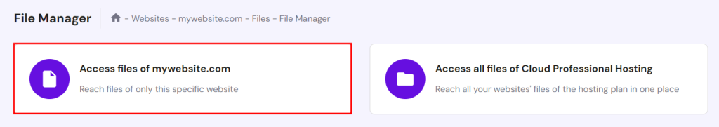 Accessing website files via Hostinger's File Manager