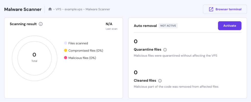 The malware scanner feature on Hostinger's VPS