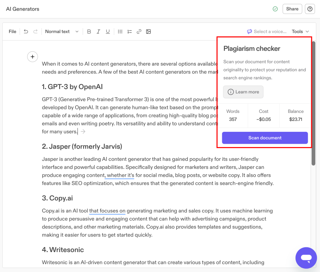 Jasper plagiarism checker