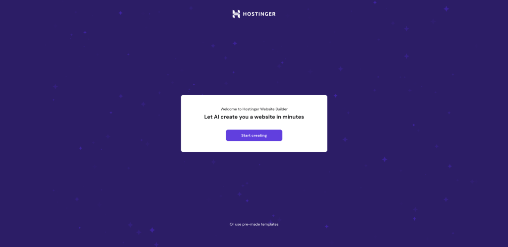 AI Website Builder homepage