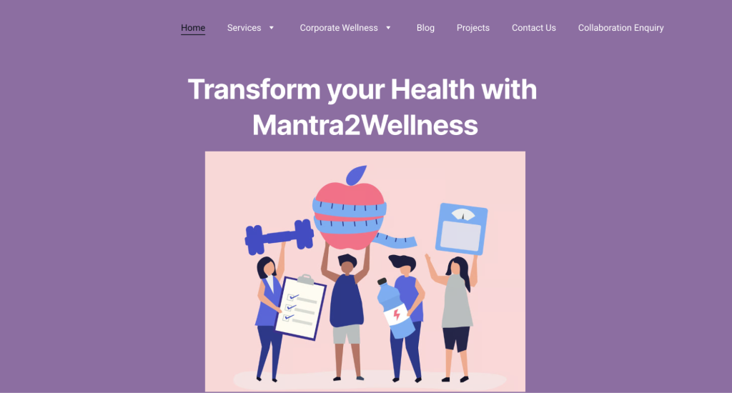 Mantra2Wellness landing page