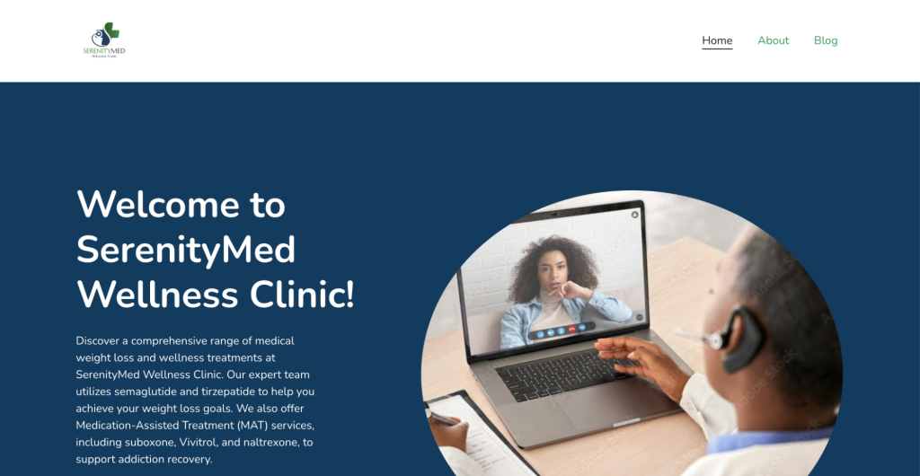 SerenityMed Wellness Clinic landing page