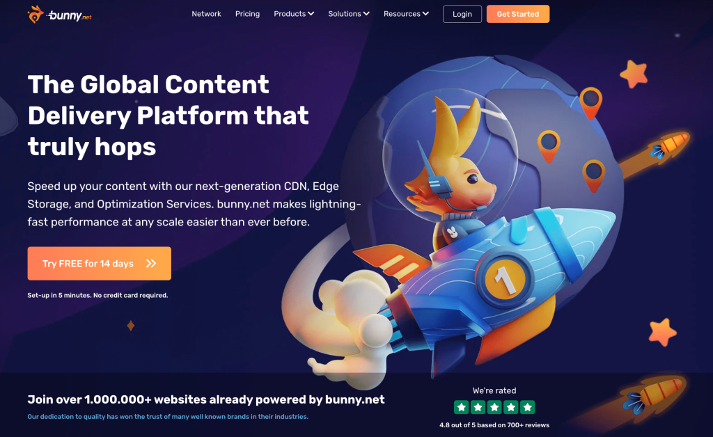 Bunny CDN's official homepage