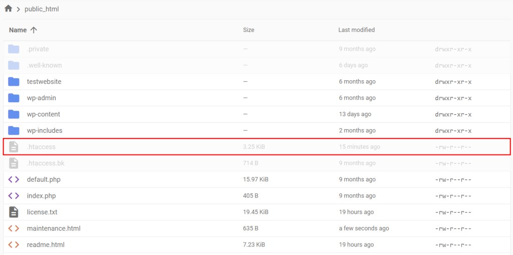 Locating .htaccess file using File Manager