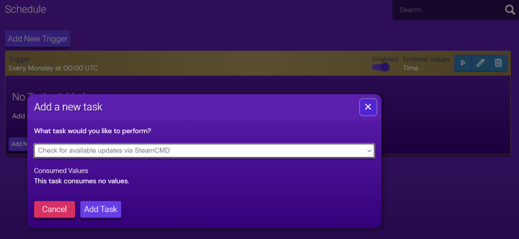 Hostinger Game Panel task scheduler