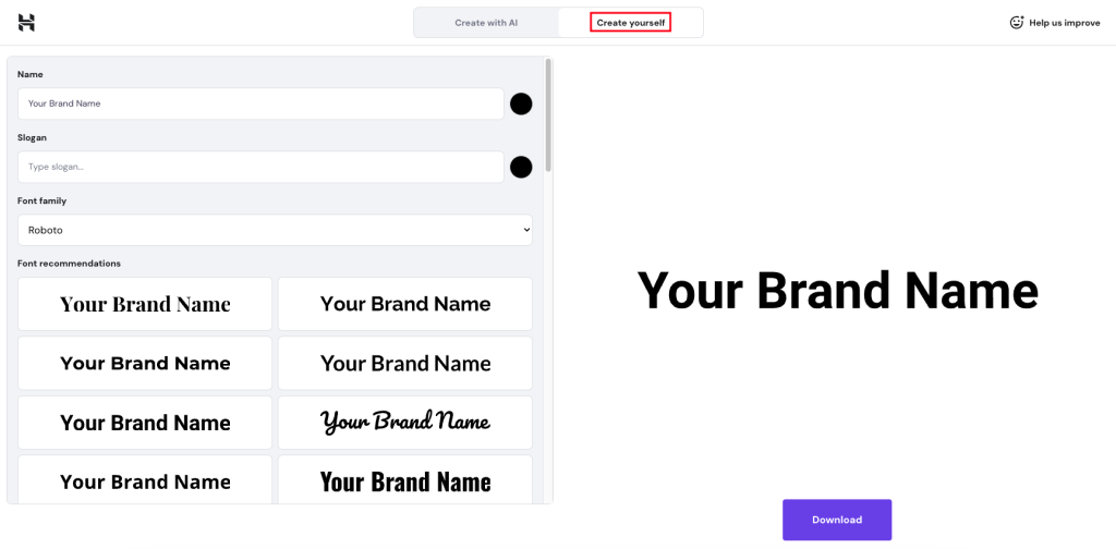 Hostinger Website Builder create logo page
