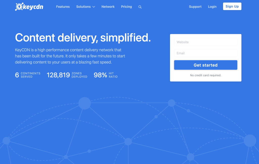 KeyCDN's official homepage