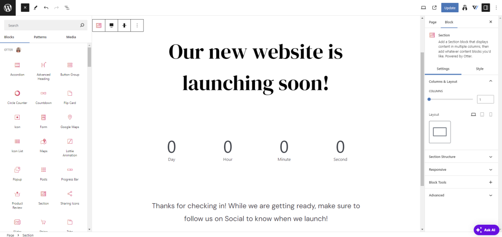 Customizing a maintenance mode starter template using LightStart