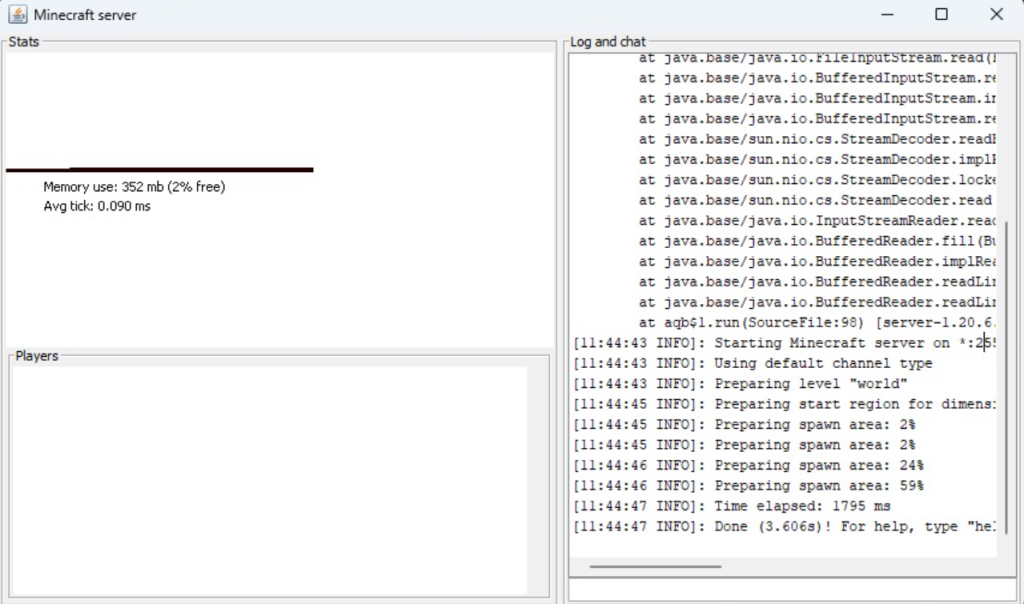 Minecraft server GUI in Windows