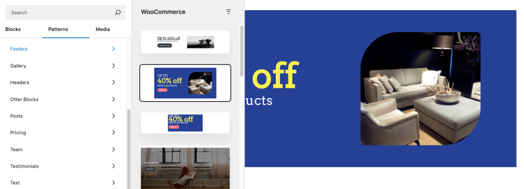 WooCommerce patterns in Neve eCommerce WordPress theme