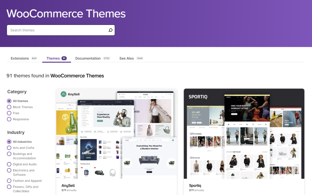 WooCommerce theme directory