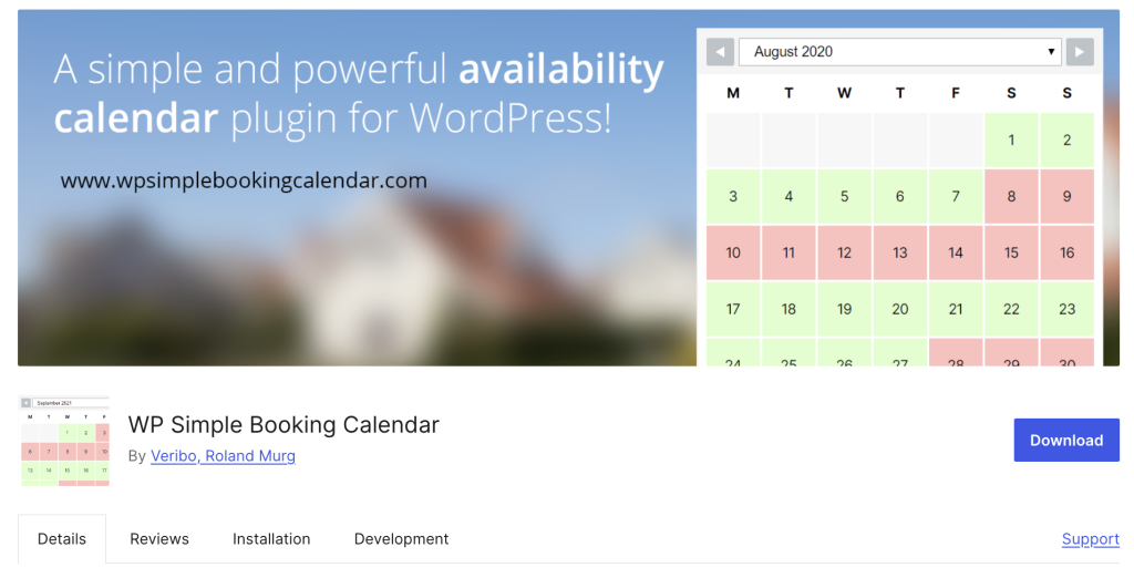 WP Simple Booking Calendar plugin banner