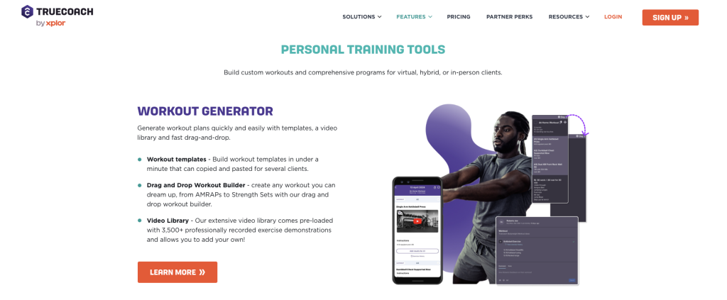 Página de recursos do TrueCoach