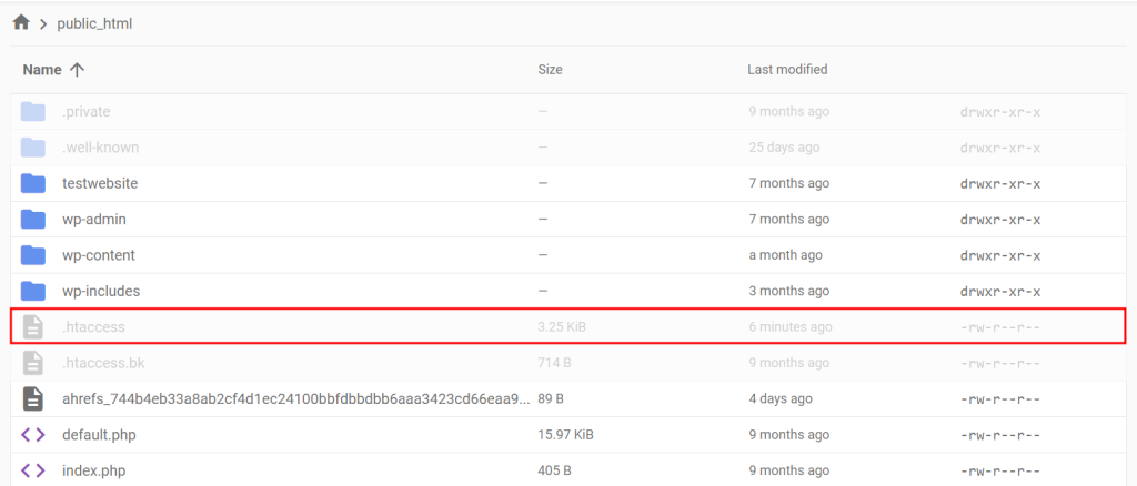 Locating .htaccess in the root directory using Hostinger's File Manager