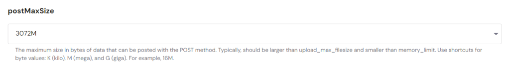 PHP maximum POST size in Hostinger's hPanel
