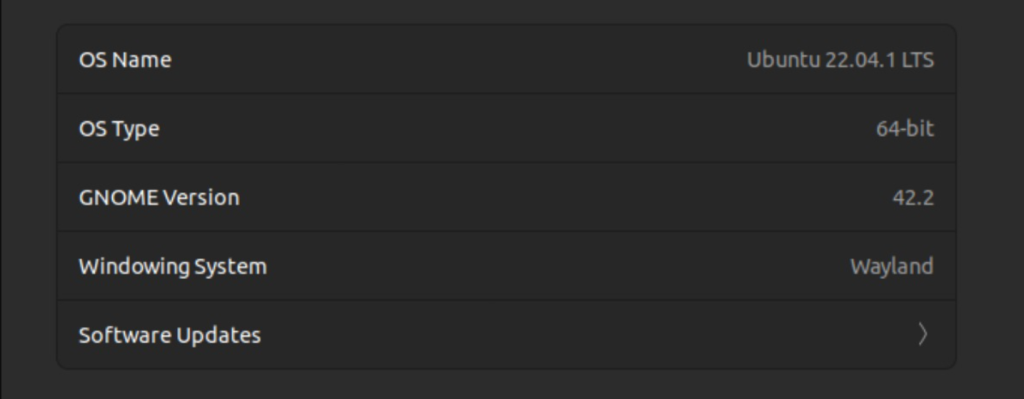 OS information on Ubuntu Settings menu