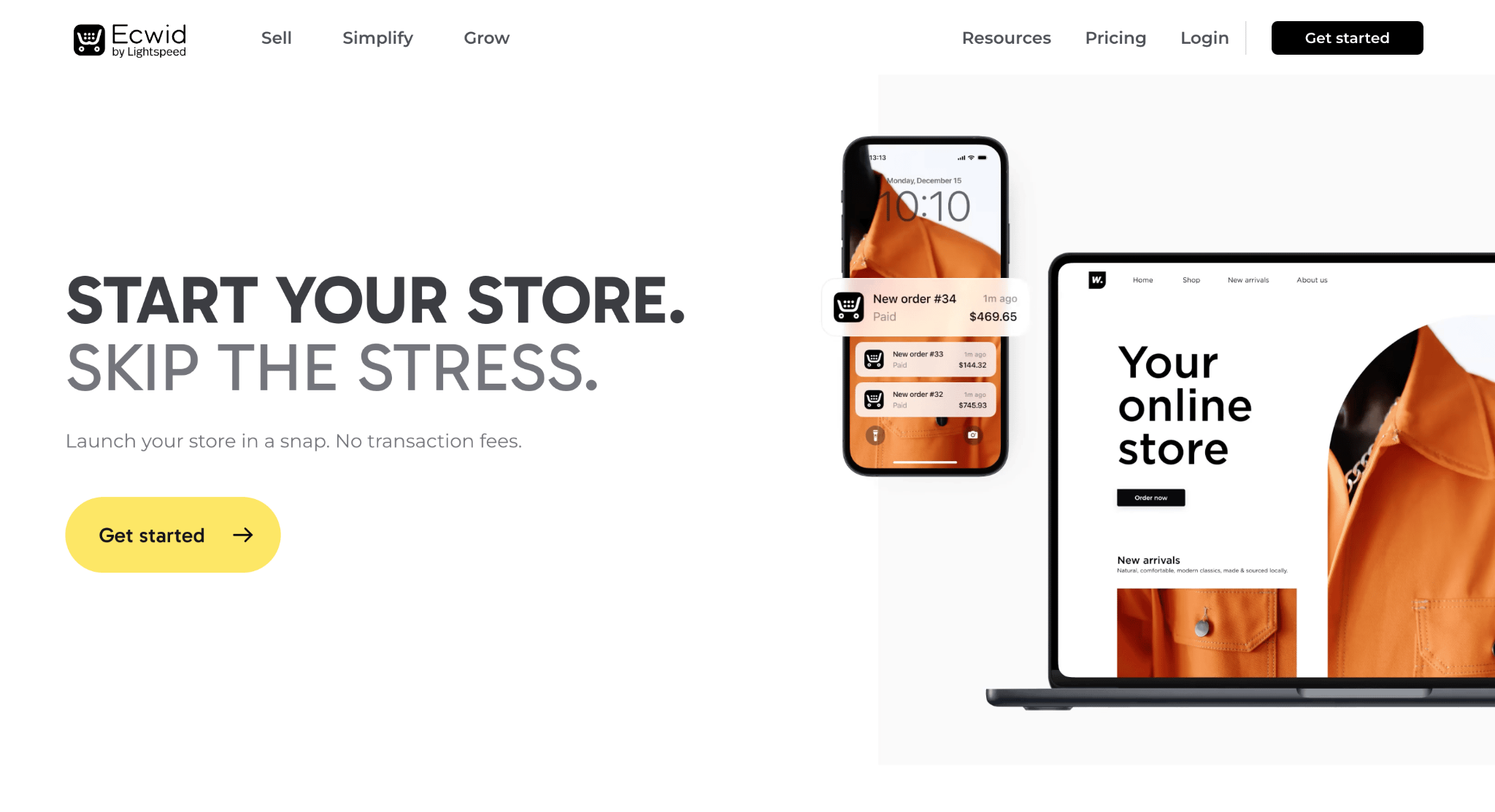Homepage of Ecwid