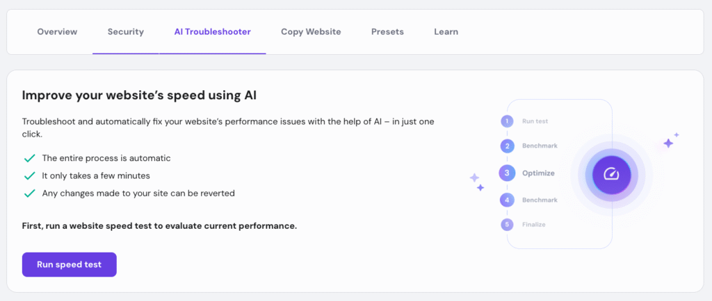 WordPress AI Troubleshooter in Hostinger hPanel