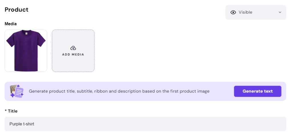 The physical product creation page on Hostinger Website Builder