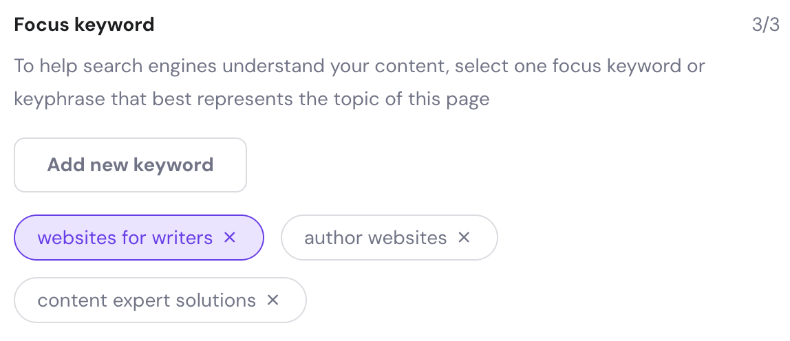 Choosing a focus keyword in Hostinger Website Builder
