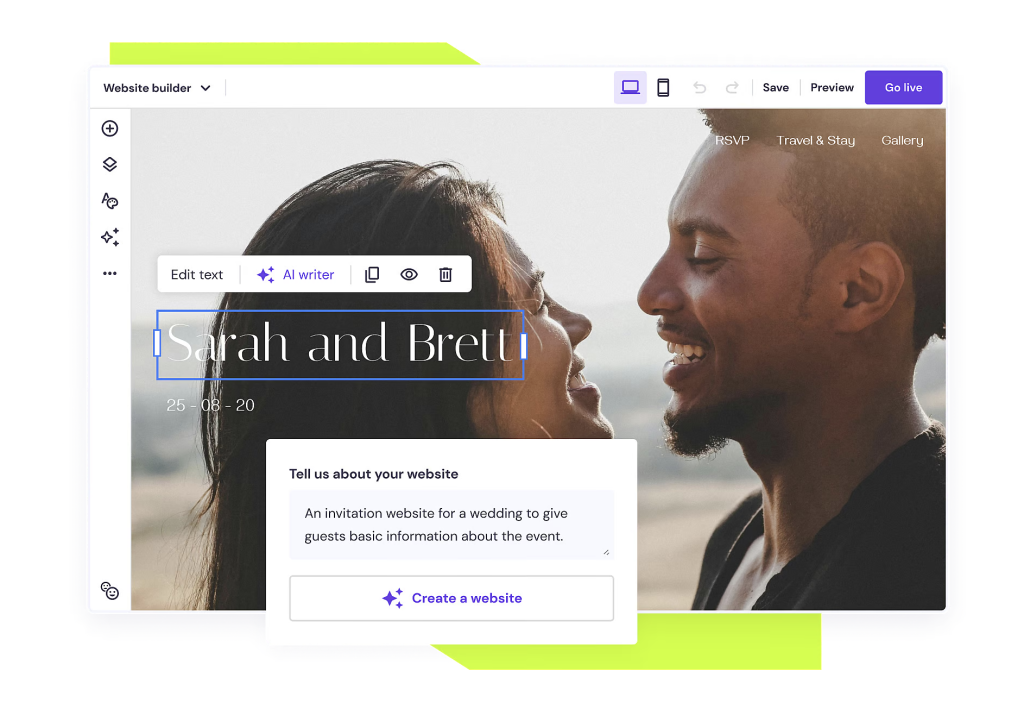 Illustrazione mockup del website builder di Hostinger