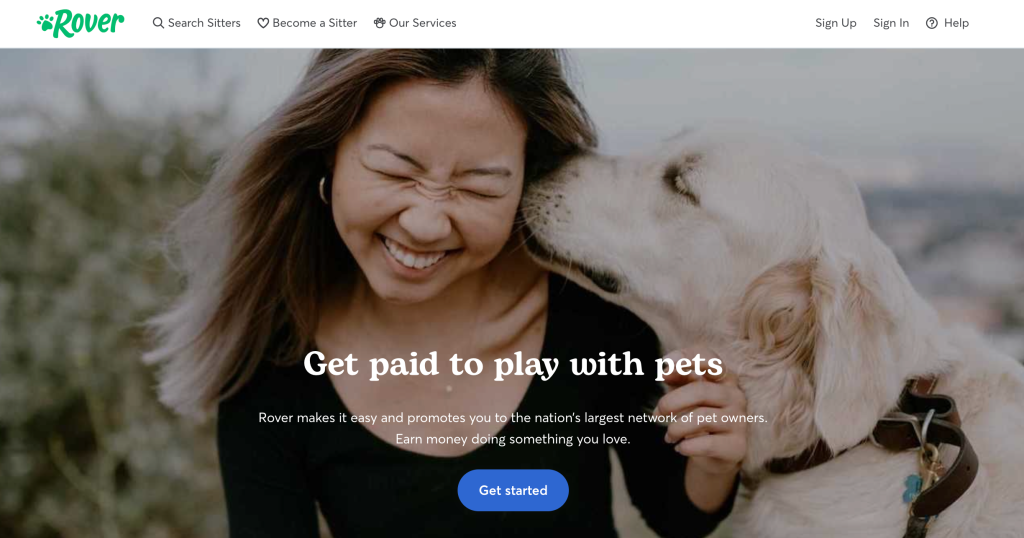 Rover become a sitter homepage
