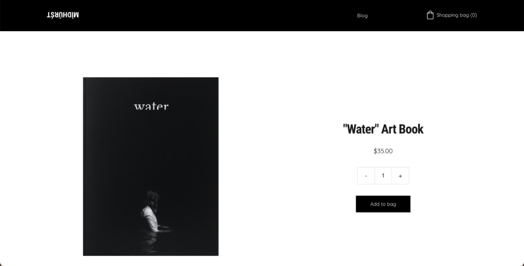 Exemplo de uma página de loja em um modelo do Hostinger Website Builder