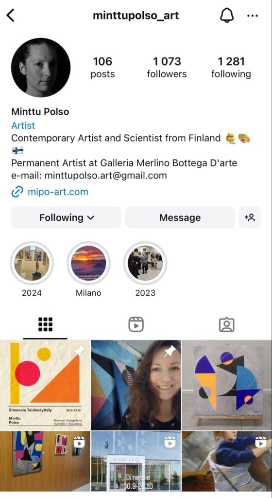 Conta artística do Instagram de Mintto Polso