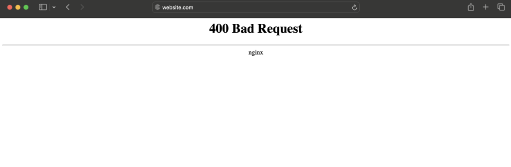The 400 Bad Request status code in Safari