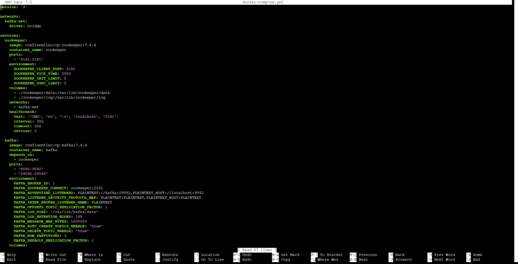 The Docker Compose file serves as the blueprint for your Kafka deployment, defining all necessary services and their configurations.