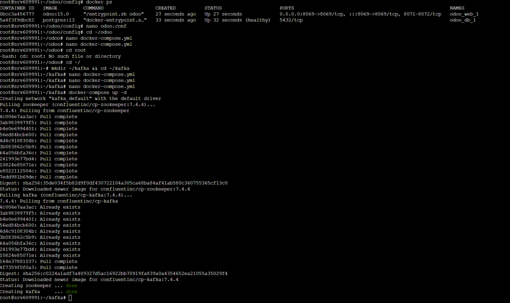 You should see both containers in the “Up” state with no error messages in the logs.