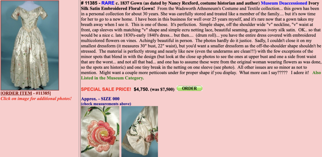 Nineteenth century gown for sale on Antique Dress