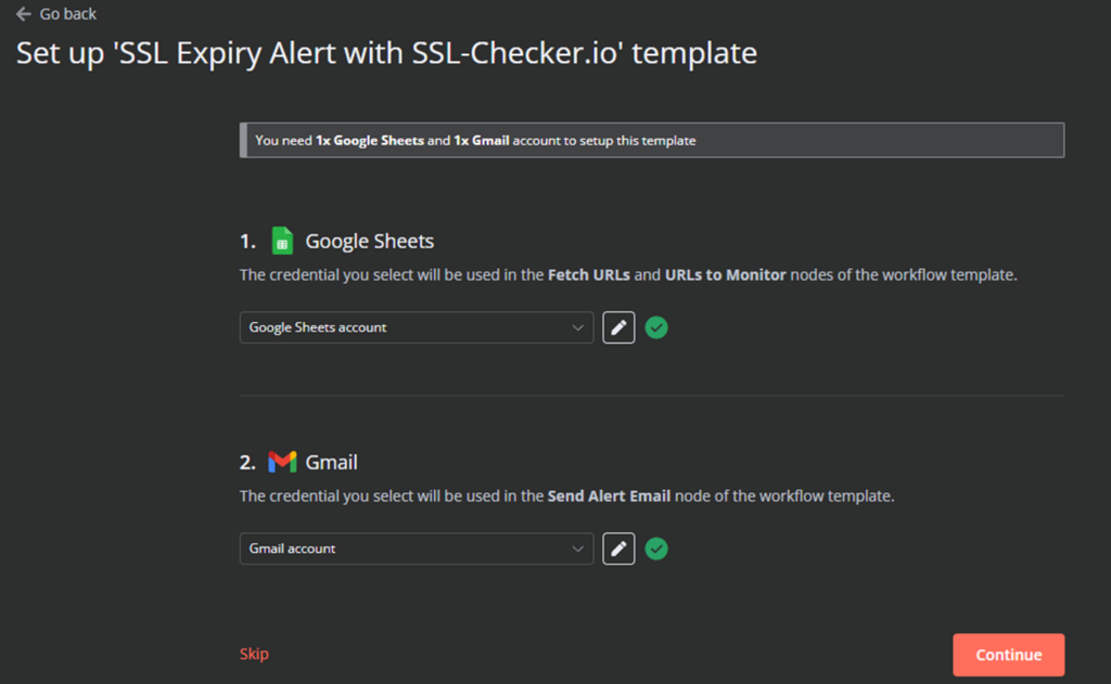 n8n-Instanzansicht beim automatischen Import in eine selbst gehostete Instanz.