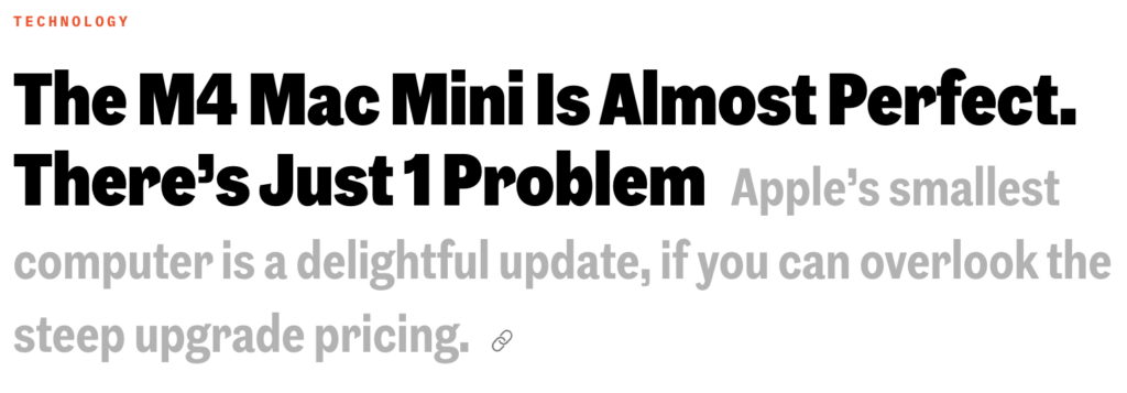 Product review example: Headline