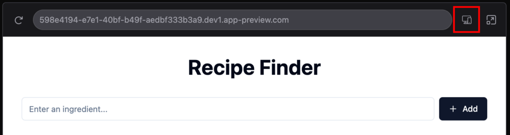 Preview of web app highlighting device preview function 
