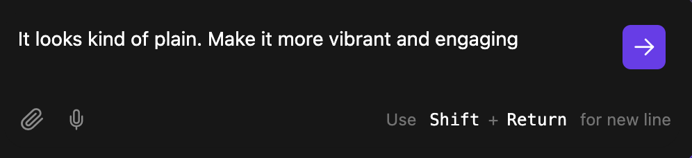 Prompt box within working panel 