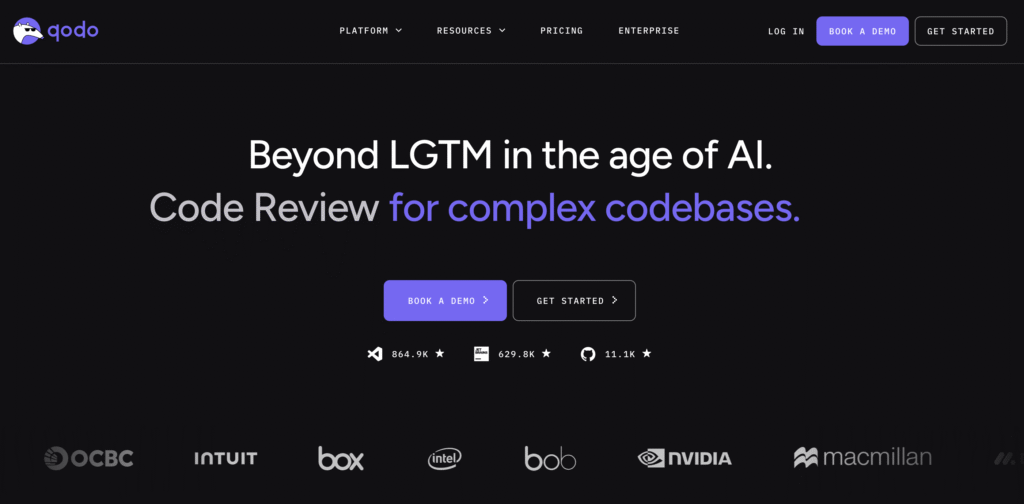 Homepage of Qodo