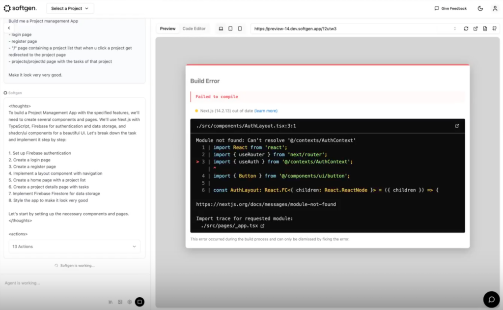 Softgen user interface