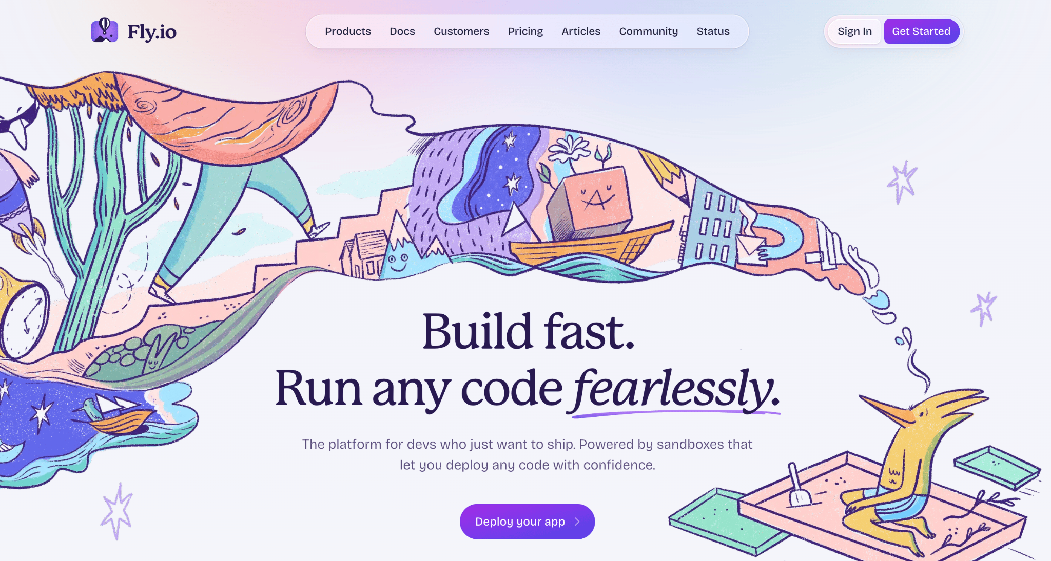 Homepage of Fly.io