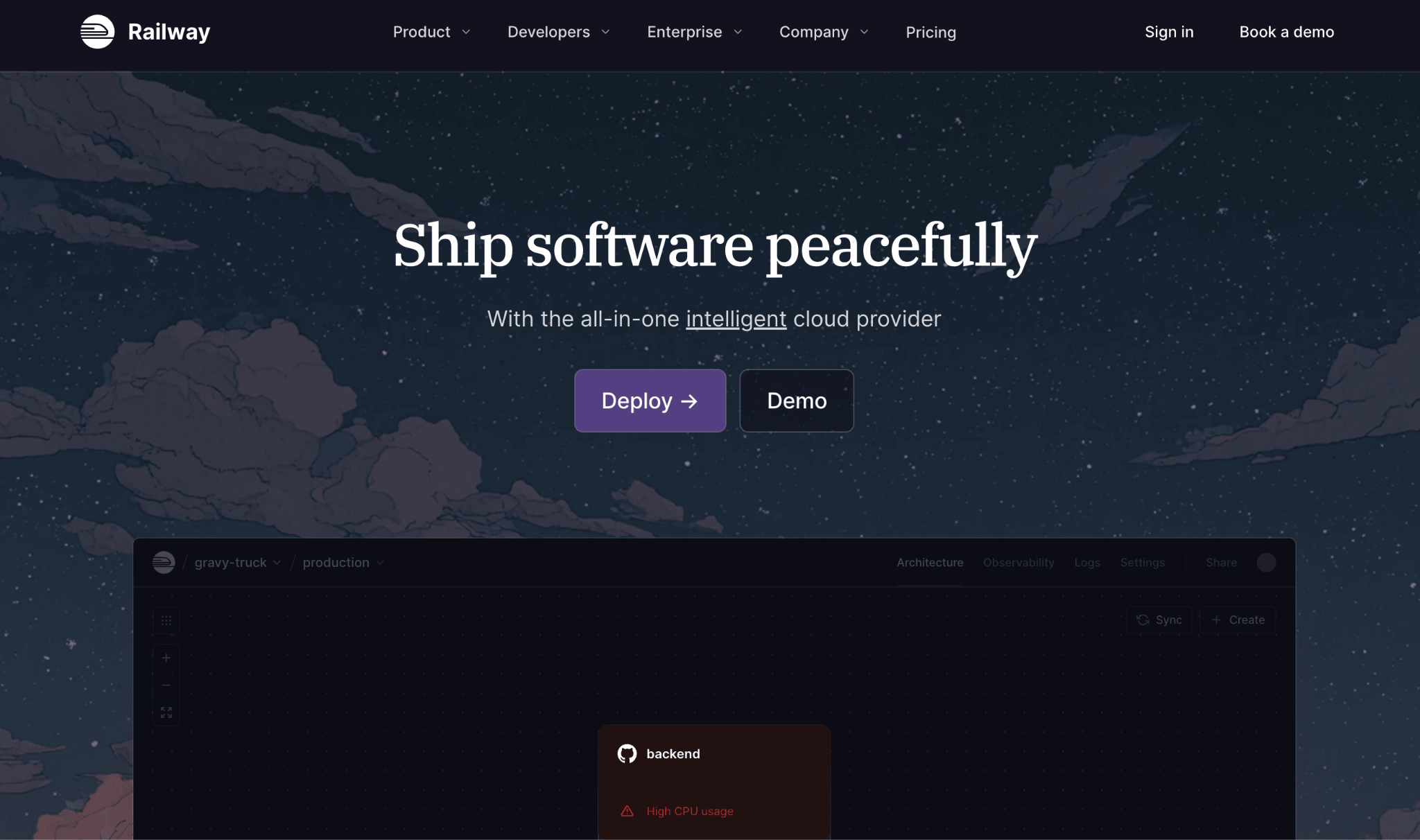 Homepage of Railway