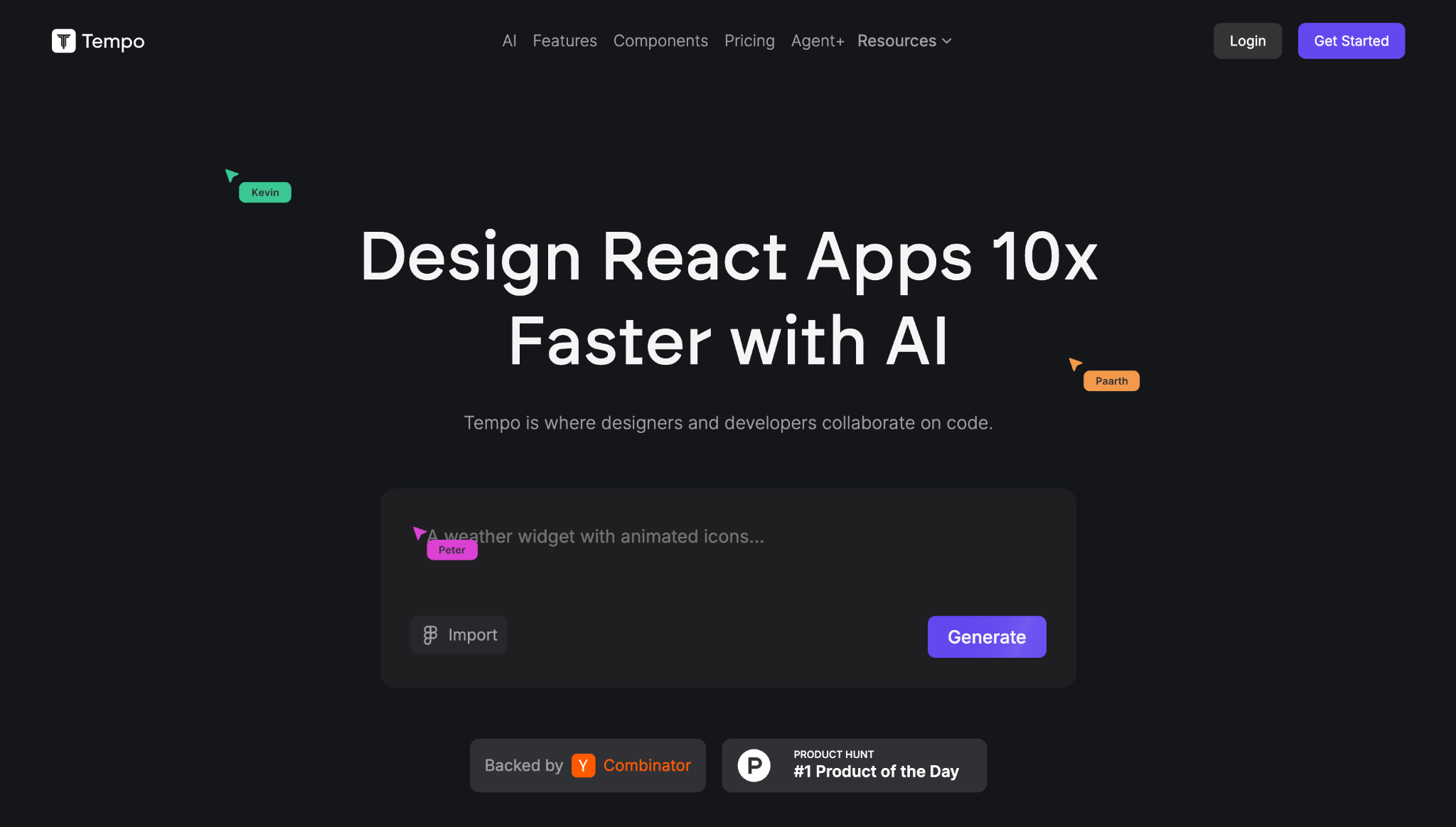 Tempo landing page