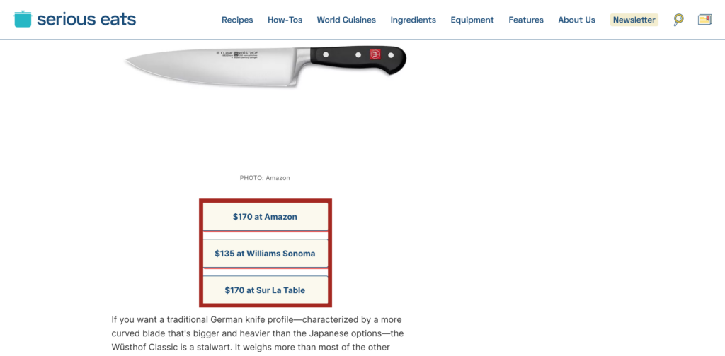 Embed affiliate links in blog posts