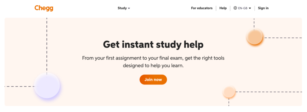 Chegg landing page