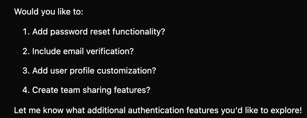 Closeup of Horizons suggesting what to add next to my app