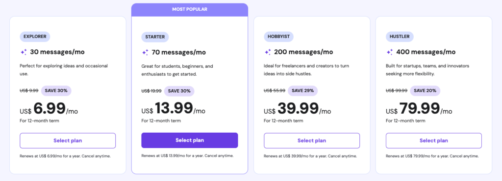 Hostinger horizons pricing plans compared