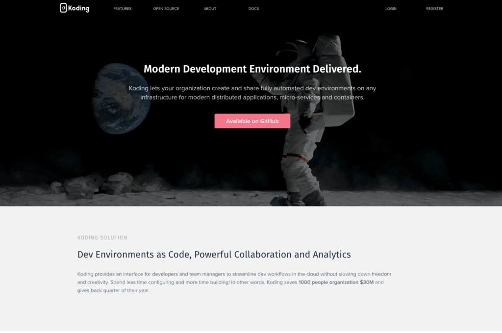 Koding landing page
